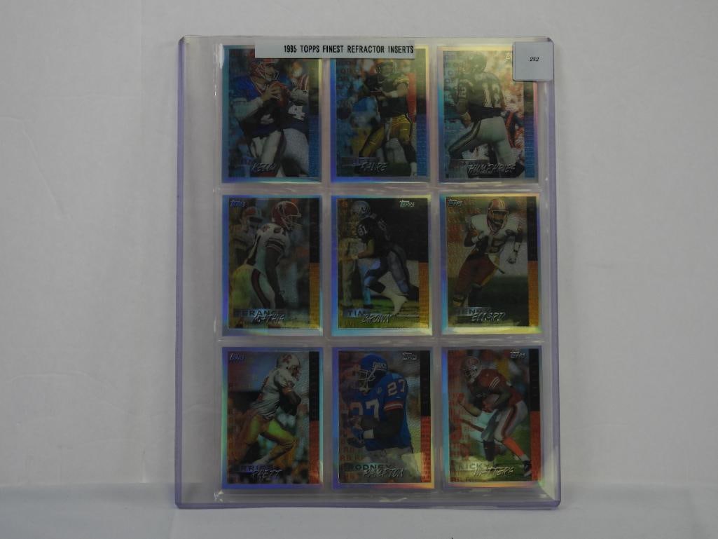lot of 9 1995 Topps Finest Refractor Inserts cards in a protective sleeve, Tim Brown & others. (1 of 7)