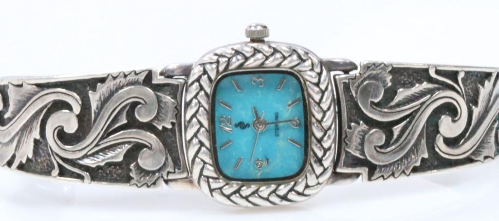 RARE early Carolyn Pollack Sterling Silver Bracelet Watch (1 of 7)