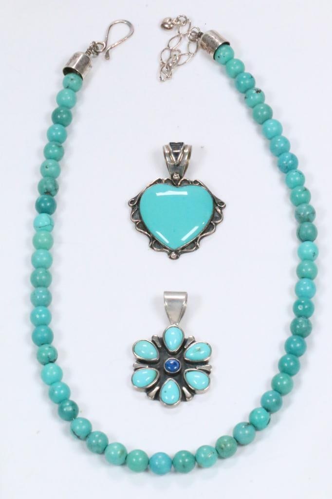 DTR Jay King Mine Finds Sleeping Beauty Gorgeous 2 Pendant necklace set - 3pc. Sterling Silver 62.5 (1 of 7)