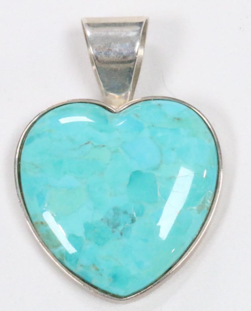 DTR jay King Mine Finds Turquoise Huge heart pendant Sterling Silver 21.2 grams. (1 of 4)
