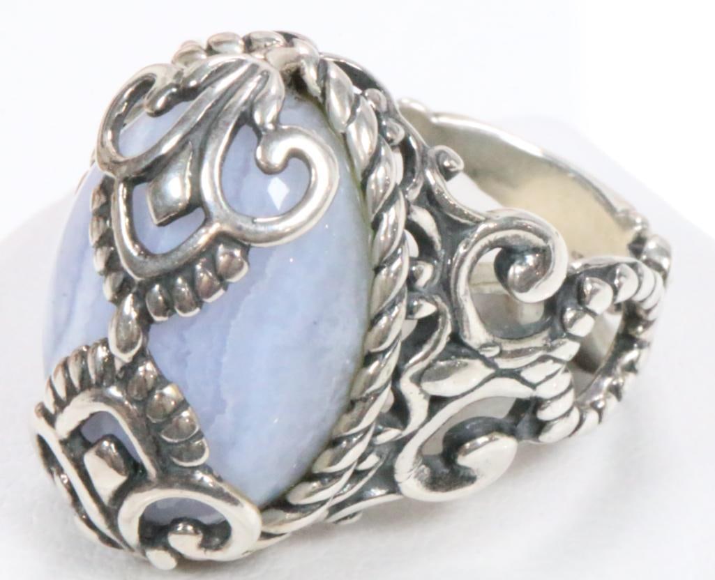 Carolyn Pollack Relios Southwest Blue Lace Agate Sterling silver ring 9.8 grams. Size 8.6 (1 of 8)