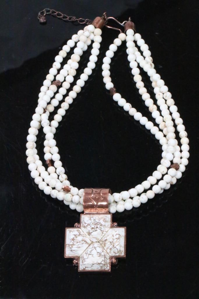 DTR Jay King Mine Finds MASSIVE Howlite Cross Copper Necklace 142 grams Matches lot 130 (1 of 6)