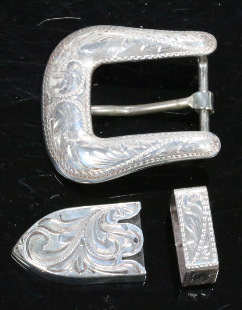Fritz Brothers Sterling Silver Etched Belt Buckle 26.2 grams. (1 of 6)