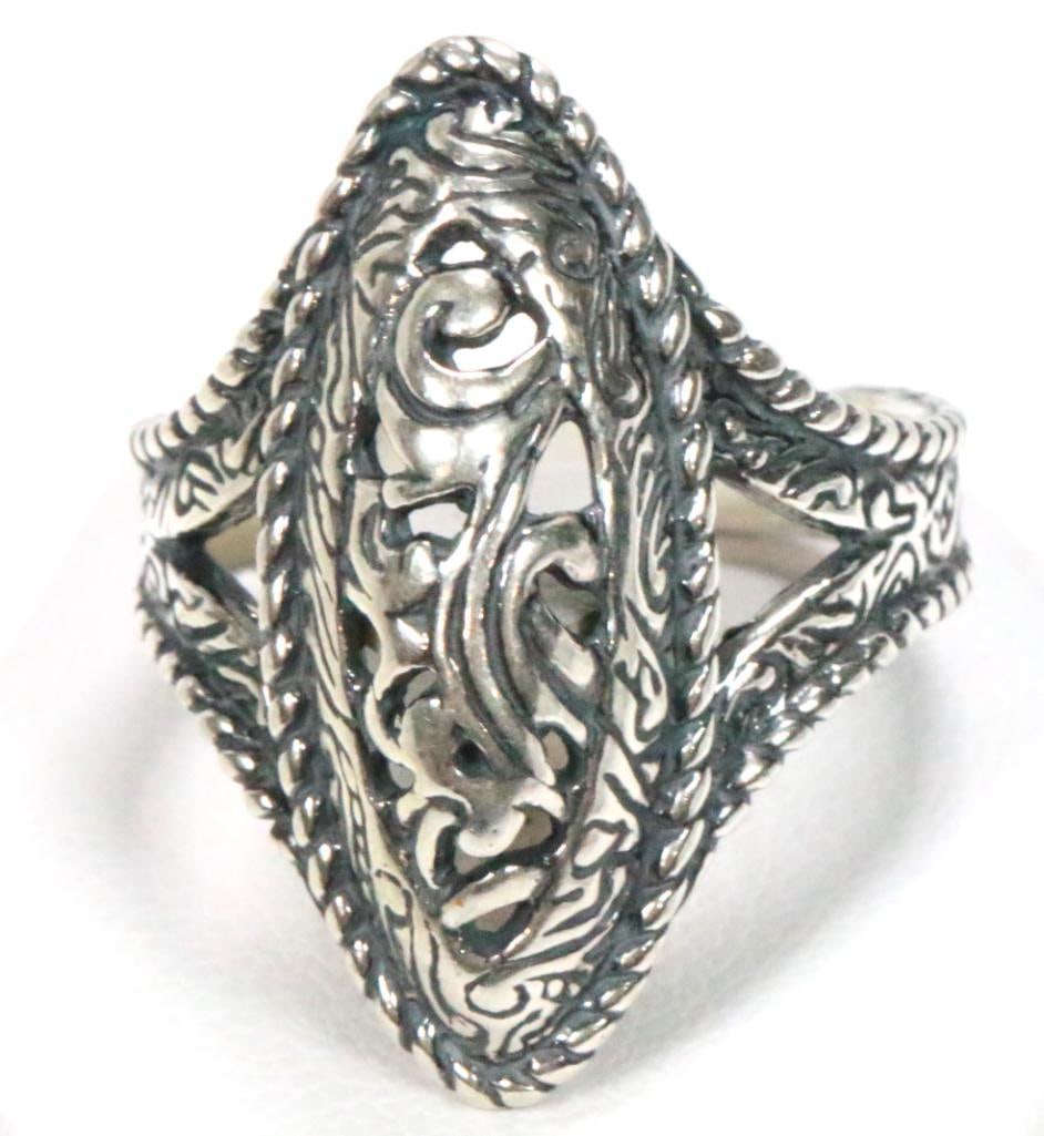 Carolyn Pollack Sterling Silver open weave scroll ring braided border 8.6 grams. Size 9 (1 of 6)
