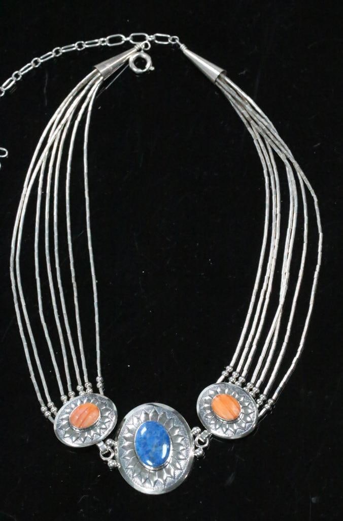 Carolyn Pollack Relios Sterling Silver liquid silver multi stone necklace 17.6 grams (1 of 8)