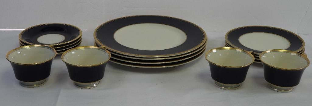 Old Ivory Syracuse China Navy w/ gold trim, service for 4, Made in USA (1 of 9)