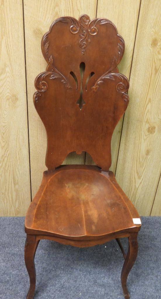 Antique 1800's Victorian ornate brown high back Slipper chair (1 of 7)