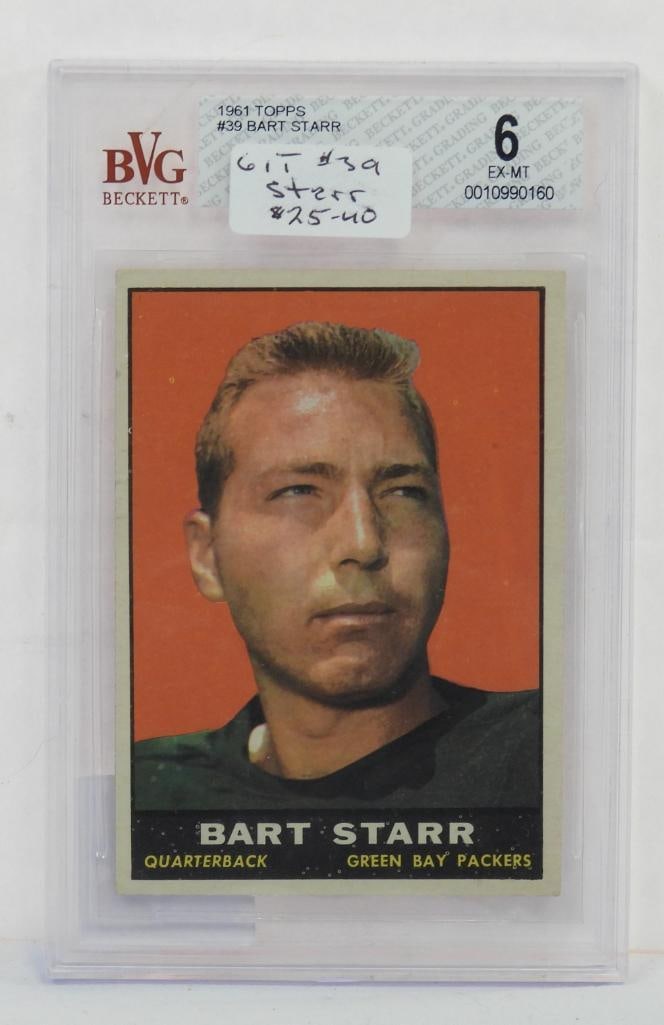 1961 TOPPS #39 Bart Starr Green Bay Packers, graded 6, EX-MT, by BVC Beckett. (1 of 4)