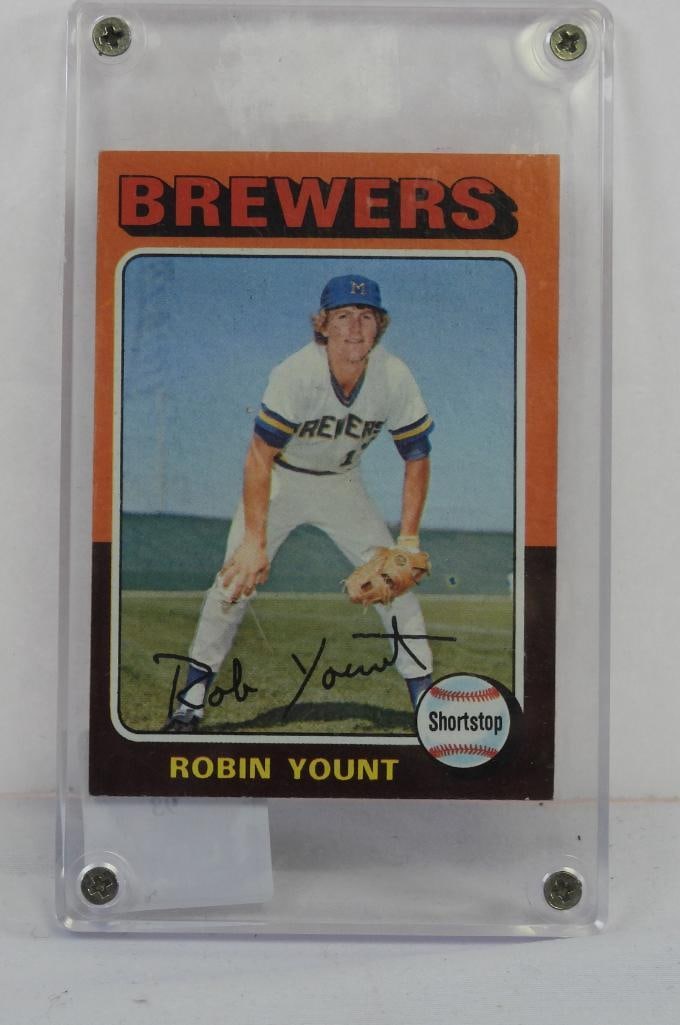 1975 TOPPS #223 Robin Yount Brewers signed baseball card in Lucite case (1 of 4)