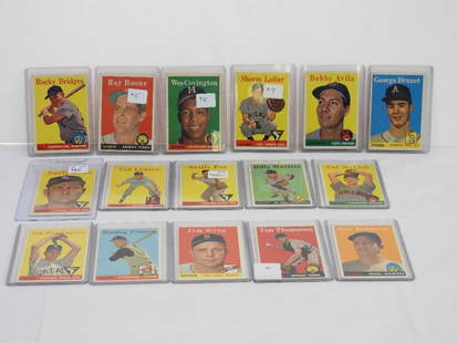 Lot of 16 assorted TOPPS baseball cards, Tim Thompson, Nellie Fox, & more!: 16 TOPPS baseball cards in plastic sleeve, Tim Thompson, Nellie Fox, & many more!
