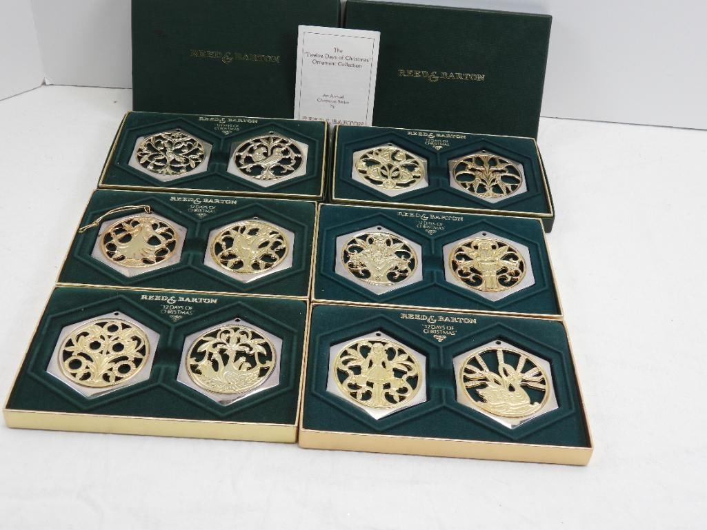 Reed & Barton The 12 Days of Christmas silver plated filigreed ornament collection, Lot of 6 boxes, (1 of 8)
