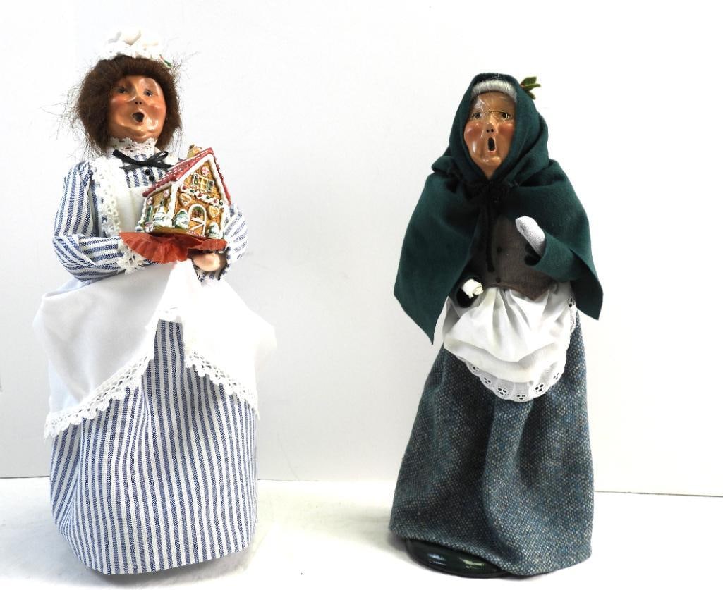 NEW Old stock Lot of 2 Byers Choice Ltd. Carolers, 1995, 1997: Lot of 2 handmade, SIGNED, Victorian carolers, tallest 13"