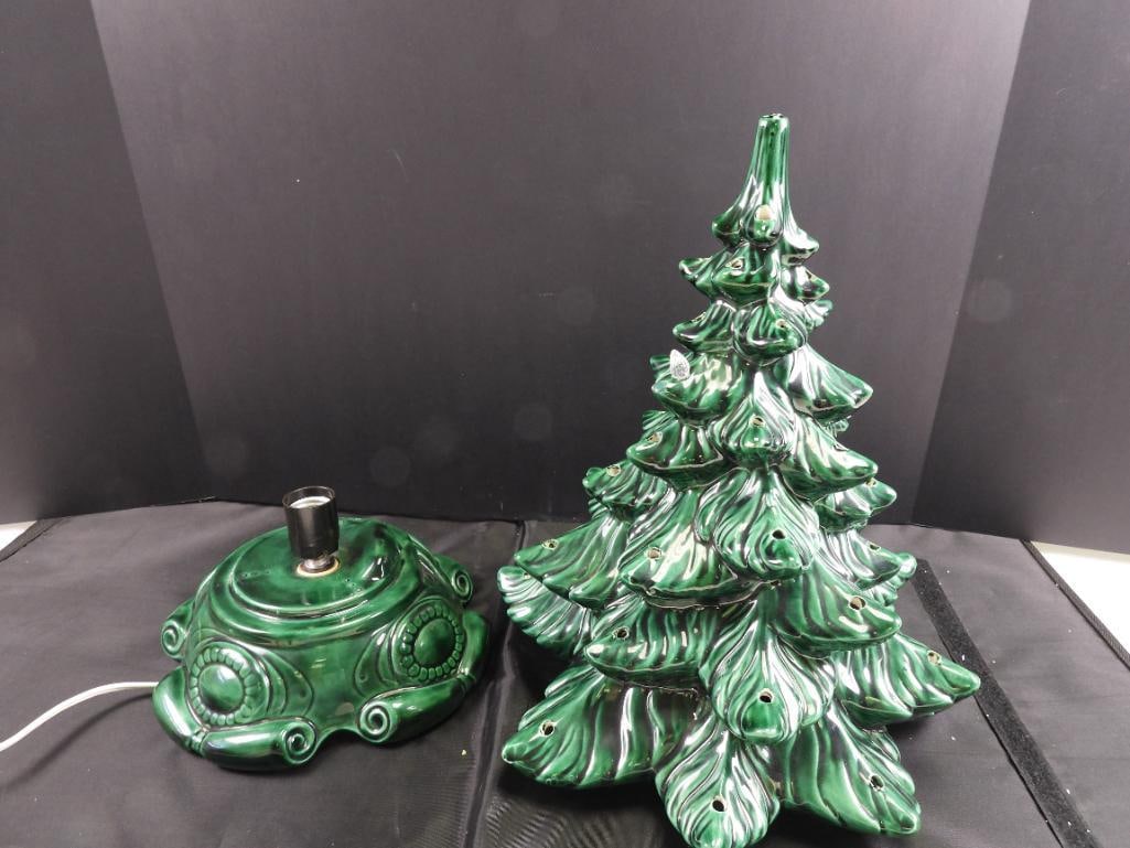 Vintage Tall Ceramic Christmas Tree` HAS ALL of the lights and star. (1 of 7)