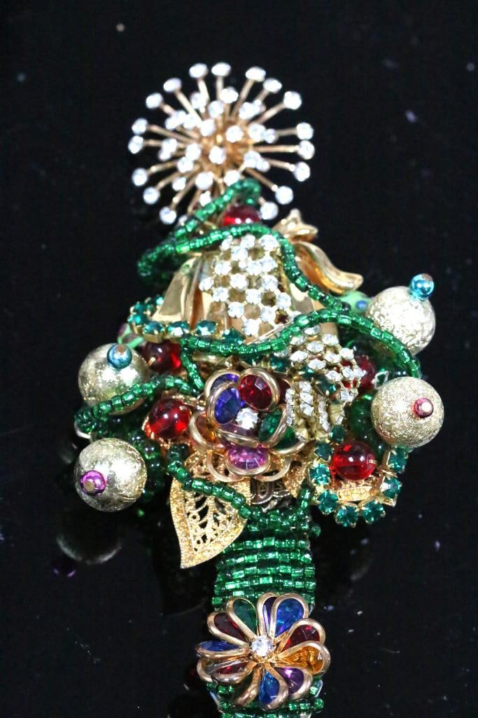 RARE OOAK HUGE Vintage ANKA  6" Christmas Tree Brooch (1 of 12)
