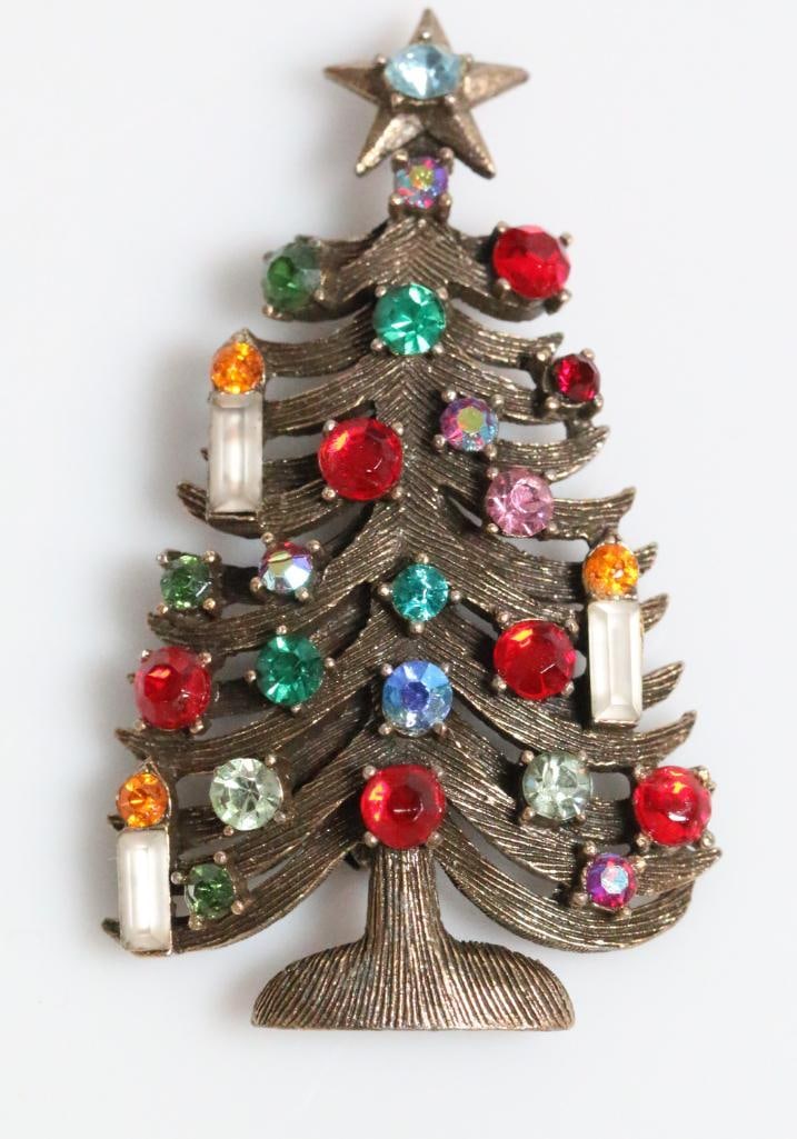 Signed WEISS Vintage Christmas tree Brooch Jewelry (1 of 6)