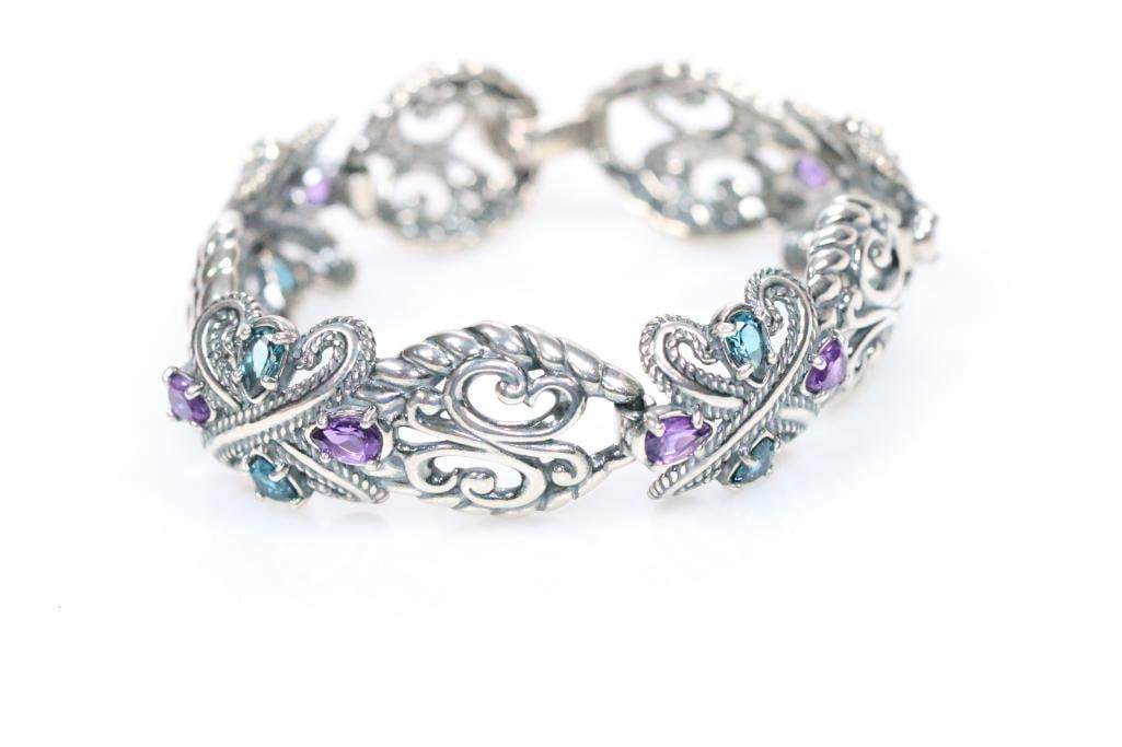 NEW Carolyn Pollack Sterling Silver Amethyst and Blue topaz bracelet in box (1 of 7)