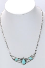 NEW Carolyn Pollack Sterling Silver and Blue Turquoise Necklace in box