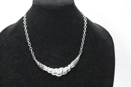 NEW Carolyn Pollack Sterling Silver wide wavy thick Necklace boxed