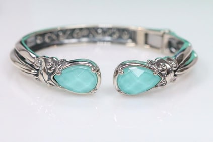 NEW Carolyn Pollack Sterling Silver Cuff Bracelet with turquoise Doublet boxed