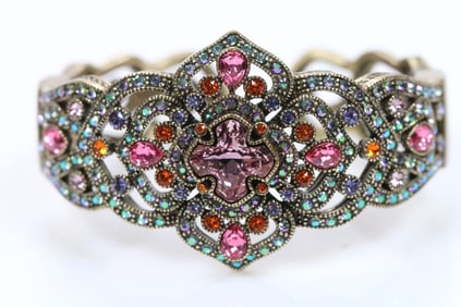 NEW in the box Heidi Daus multi gemstone large design cuff bracelet gorgeous