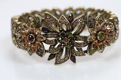 NEW Heidi Daus multi color crystal Bronze tone bracelet in the box.