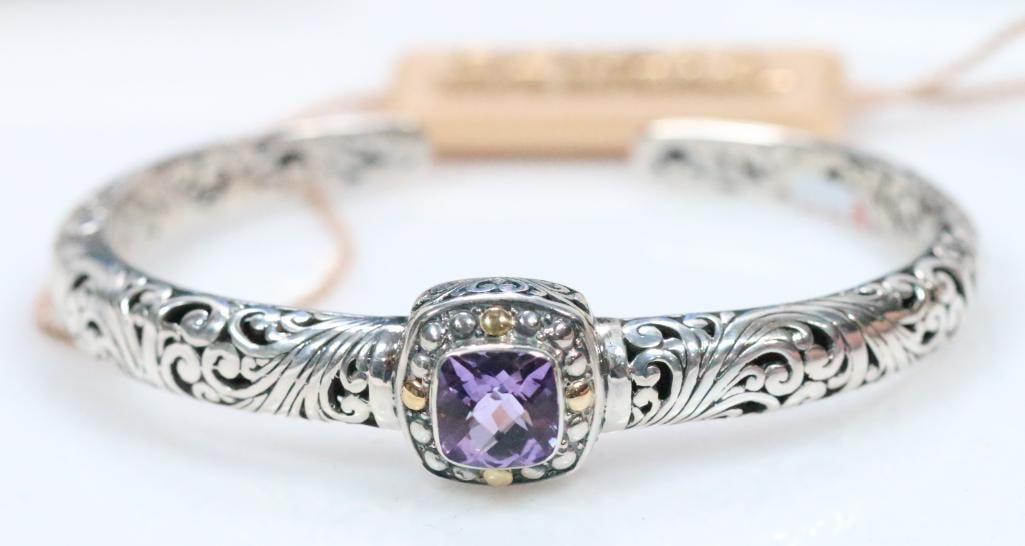NEW in the box Devata Bali Sterling Silver and 18K Gold and Amethyst Cuff Bracelet (1 of 10)