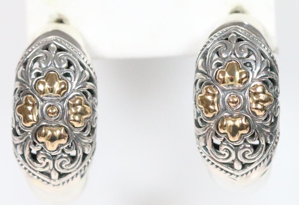 NEW Devata Bali Sterling Silver 18K Gold half hoop wide Earrings, Signed (1 of 6)