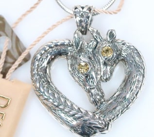 NEW Devata Bali Sterling Silver 18K Gold Mother Child Giraffe Pendant necklace