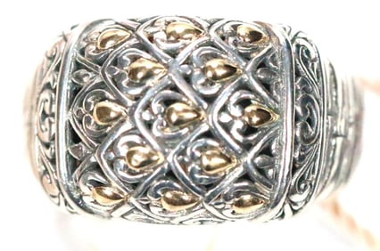 NEW Devata Bali Sterling Silver and 18K Gold Wide Statement Ring
