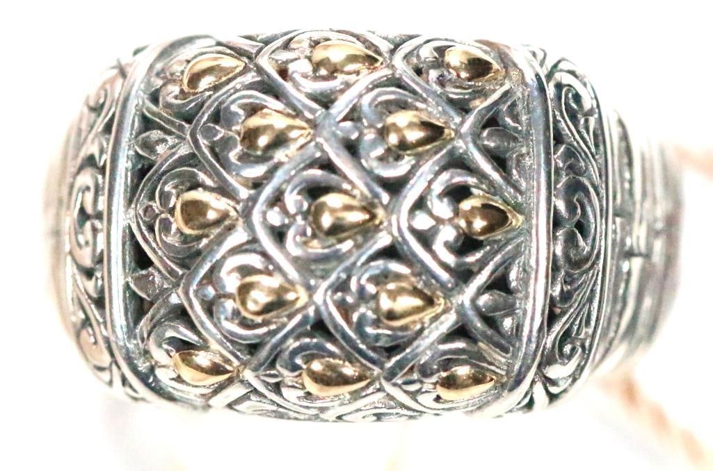 NEW Devata Bali Sterling Silver and 18K Gold Wide Statement  Ring (1 of 10)