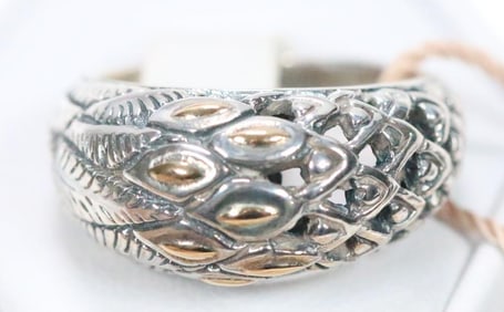 NEW Devata Bali Sterling Silver and 18K Gold Ring Snake Scales design