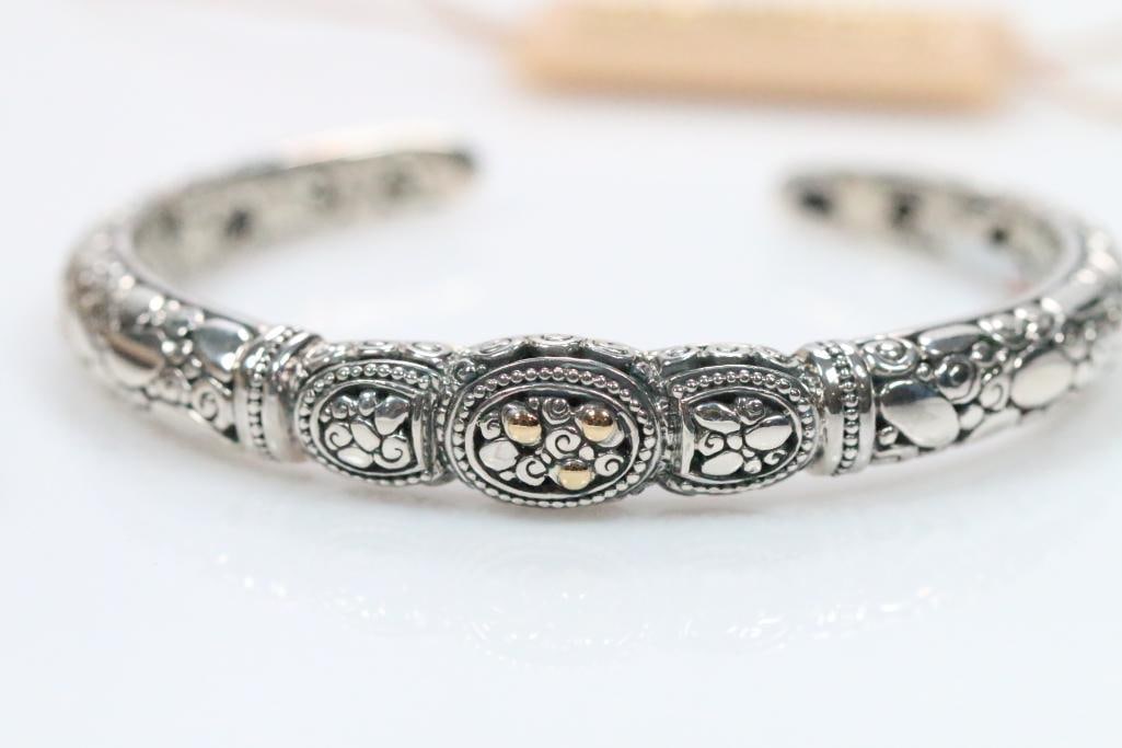 NEW Devata Bali Sterling Silver and 18K Gold and  Cuff Bracelet (1 of 10)