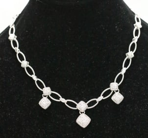 NEW in the box Judith Ripka Sterling Silver and Diamonique CZ drop multi pendant necklace.