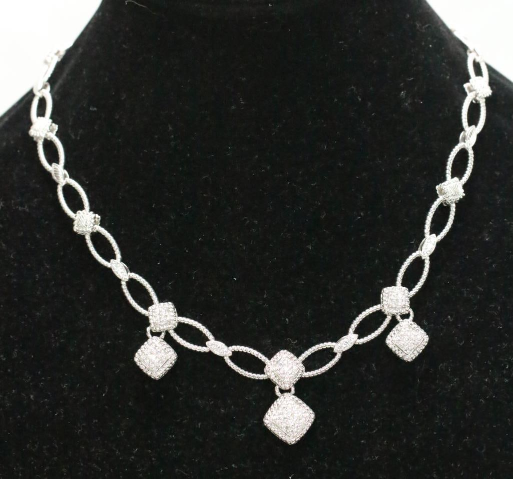 NEW in the box Judith Ripka Sterling Silver and Diamonique CZ drop multi pendant necklace. (1 of 7)