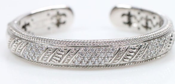 NEW Judith Ripka Sterling Silver and diamonique CZ Cuff Bracelet, signed