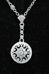 NEW Judith Ripka Sterling Silver and diamonique cz Medallion pendant necklace