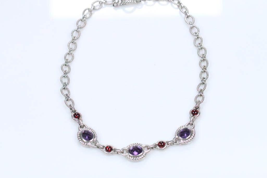 NEW Judith Ripka Sterling Silver Amethyst and Garnet Statement Necklace (1 of 7)