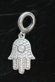NEW Judith Ripka Sterling Silver Diamonique Hamsa hand Charm enhancer pendant