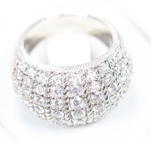 NEW Judith Ripka Sterling Silver Diamonique CZ faux diamond large dome Ring, Signed