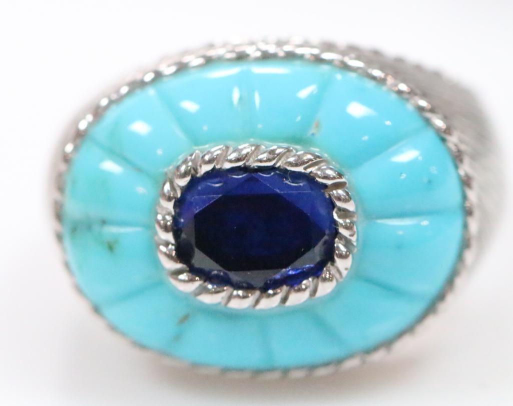 NEW Judith Ripka Sterling Silver, Turquoise and blue sapphire ring (1 of 8)