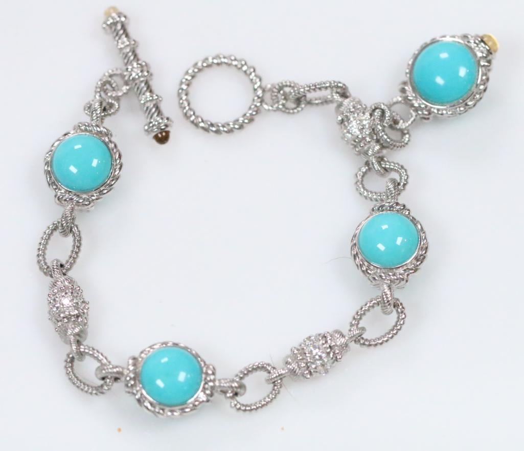 NEW Judith Ripka Sterling Silver, Turquoise diamonique CZ citrine Bracelet (1 of 9)