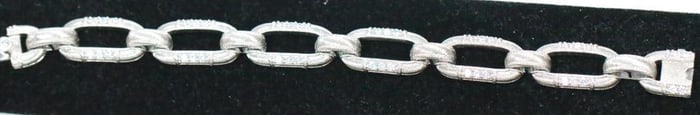New Judith Ripka Sterling Silver and Diamonique CZ wide link bracelet, Signed