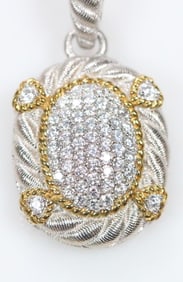 NEW Judith Ripka Sterling Silver With gold clad accents and Diamonique CZ Pendant, Signed