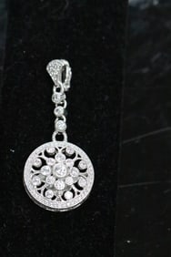 NEW Judith Ripka Sterling Silver Diamonique CZ faux diamond long dangling pendant
