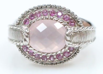 NEW Judith Ripka Sterling Silver Pink Sapphire and pink quartz
