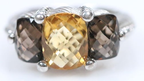 NEW Judith Ripka Sterling Silver citrine and smoky topaz
