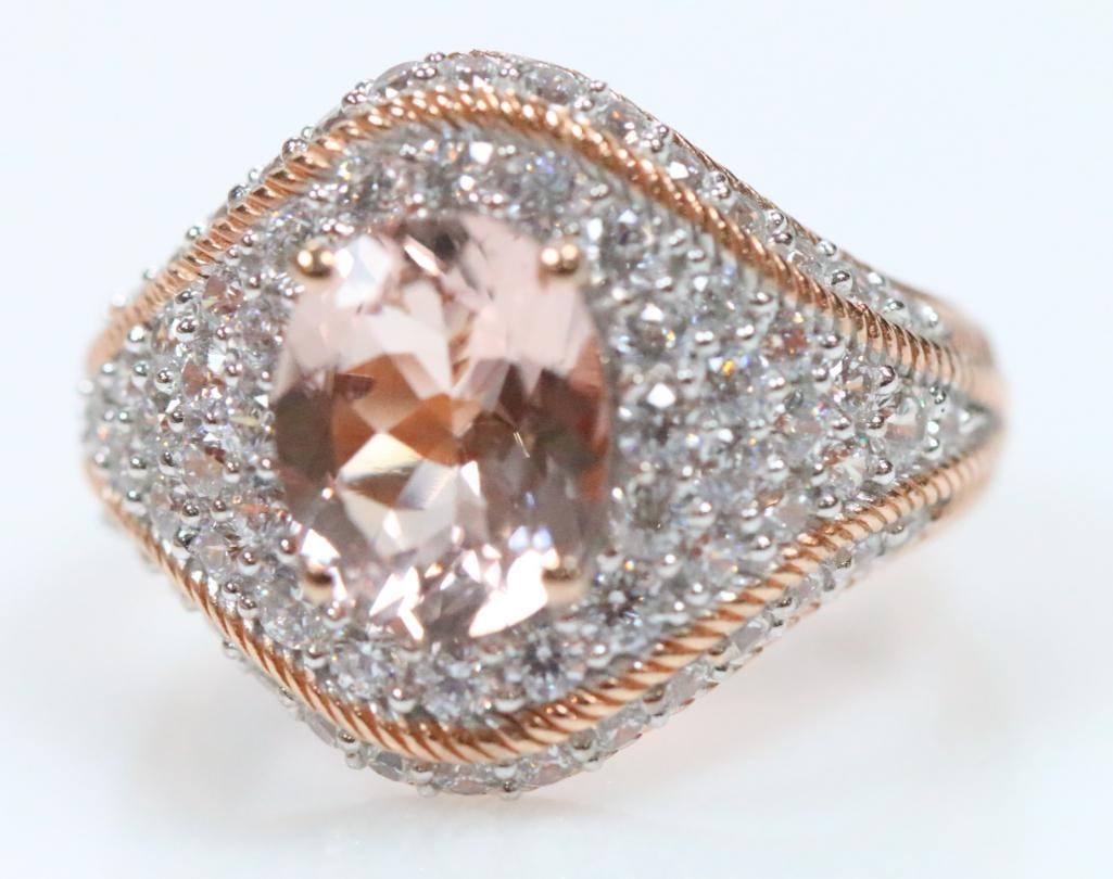 NEW Judith Ripka Rose Gold Clad Over Sterling Silver pink amethyst andDiamonique CZ's Ring (1 of 7)