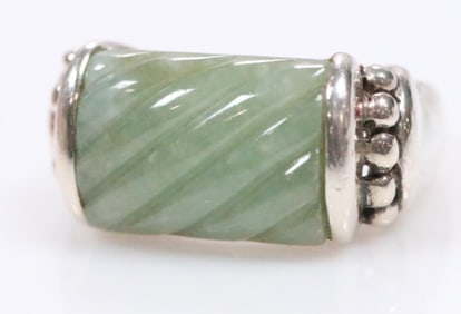 VINTAGE Judith Ripka Sterling Silver Green Jade
