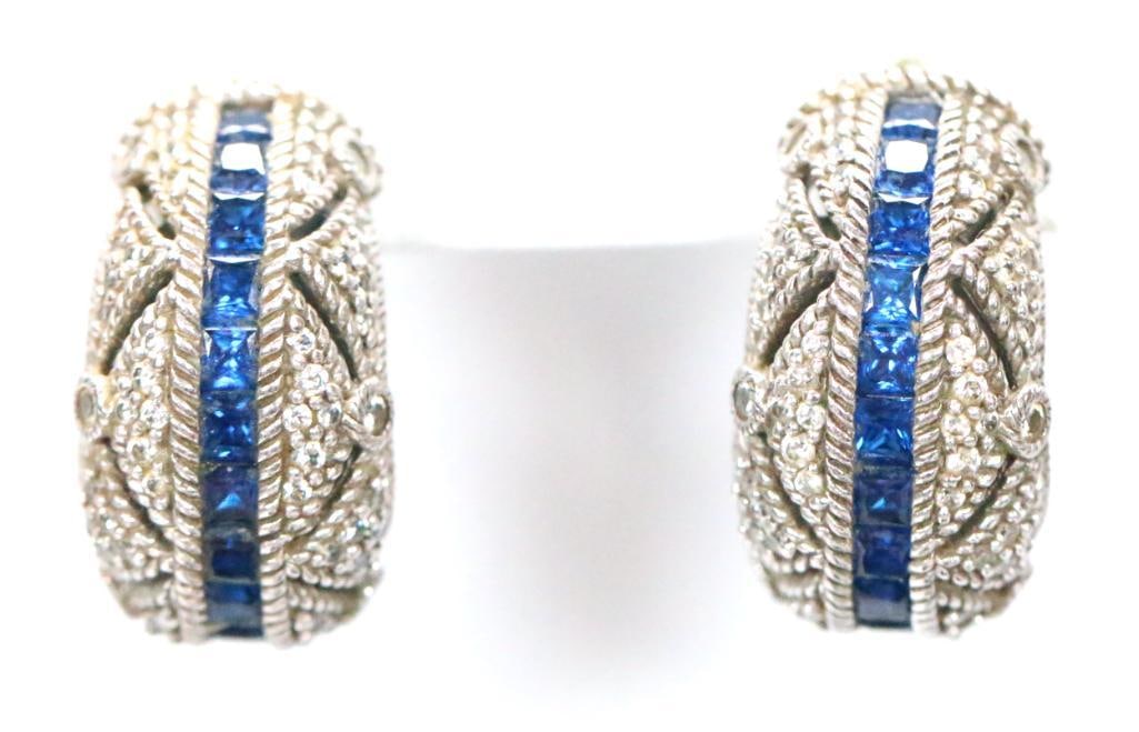 NEW Judith Ripka Sterling Silver sapphire and Diamonique CZ's earrings (1 of 4)