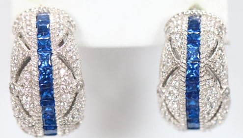 NEW Judith Ripka Sterling Silver Sapphire and Diamonique CZ's